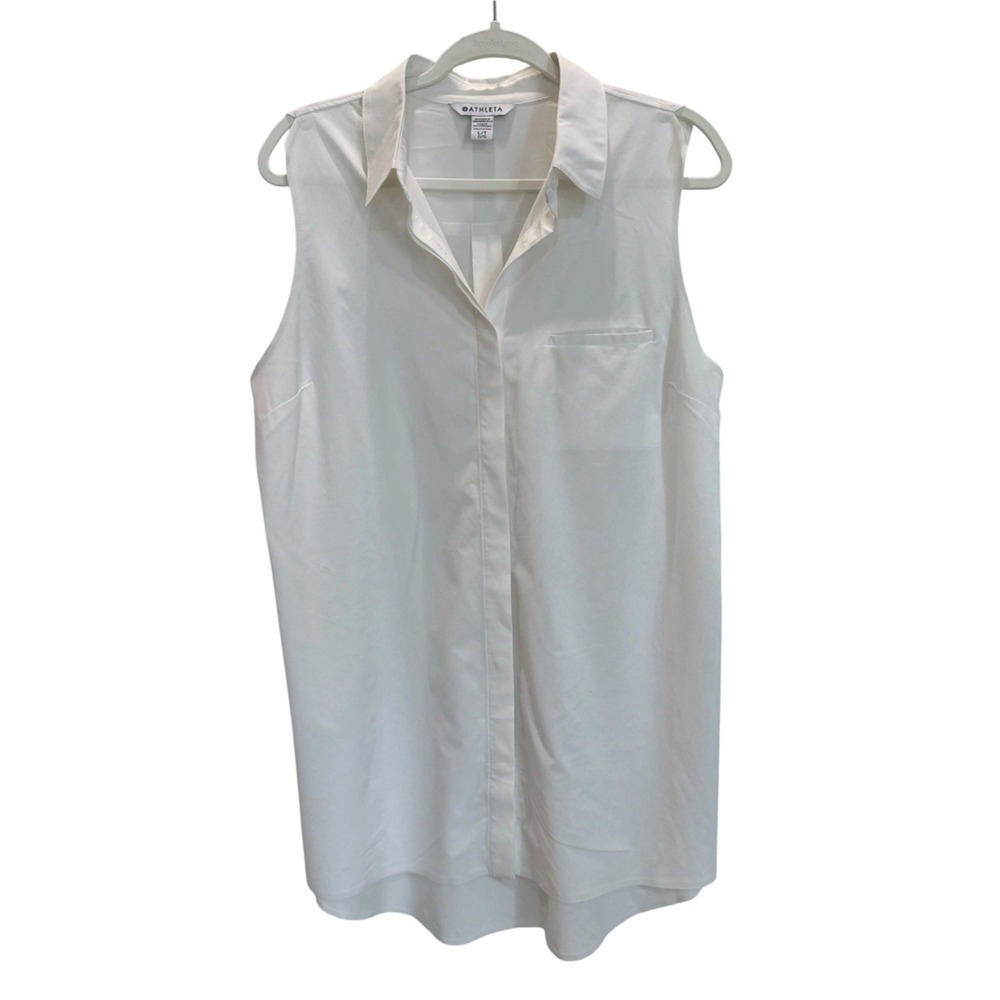 Athleta Top Everlasting Tank Active Preppy Collared Button Down Tech Size Tall L